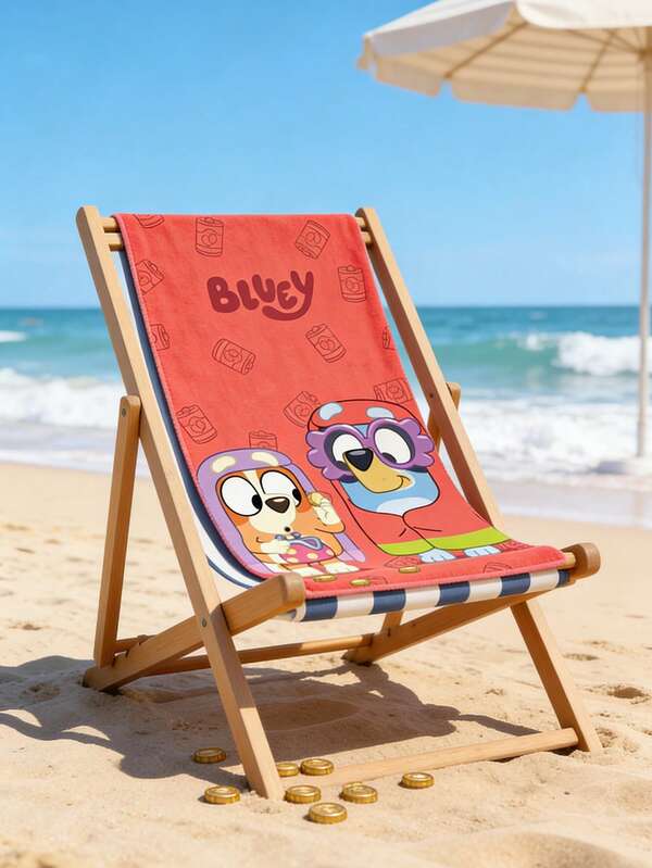 Bluey Prosop de plajă Brui Cartoon Family - Prosop de sală absorbant - Prosop din microfibră imprimat cu uscare rapidă - Prosop de plajă imprimat cu copac de cocos - Absorbție a umezelii