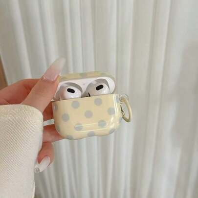 波点牛奶黄绿点适用于苹果 4耳机保护套，新款 Pro 3保护套，Pro 3代耳机保护套，第二代和第三代降噪版，第三代第四代韩版可爱ins风