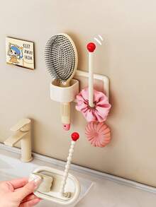 1 chiếc giá treo tóc và lược trong phòng tắm, móc treo lược gắn tường, giá đựng dây buộc tóc, kẹp tóc, bông tắm. - Nhiều màu - Xem 1