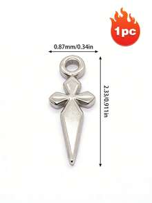 10pcs Stainless Steel Cross Pendant, Double Loop Religious Style Cross Charm, Suitable For DIY Necklace, Bracelet And Other Jewelry Making - Multicolor - View 13