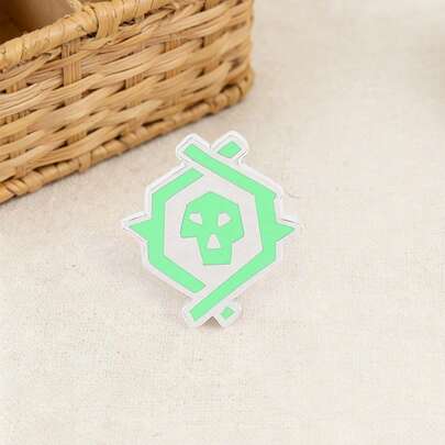 1 pezzo Spilla smaltata a forma di teschio verde geometrico, stile punk, accessorio per abbigliamento, adatto per decorare zaino e giacca, collezione a tema giochi, ottimo regalo, durevole e resistente, indossabile tutto l'anno, unisex
