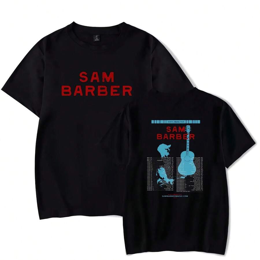 Sam Fender Tour 2025 Tshirt Crewneck Short Sleeve T-Shirt Men Women Streetwear Printing Casual Fashi - Black - View 1