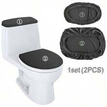 2 piezas Juego de Fundas Elásticas de Terciopelo para Asiento de Inodoro, Cojín de Inodoro Universal Lavable, Accesorios de Baño para el Hogar y el Hotel - Multicolor - Ver 10