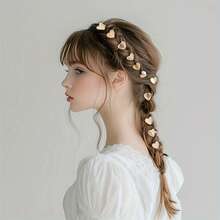 10个金色和银色心形发圈/发夹，适合日常佩戴、情人节发型和编发 - 彩色 - 查看 4