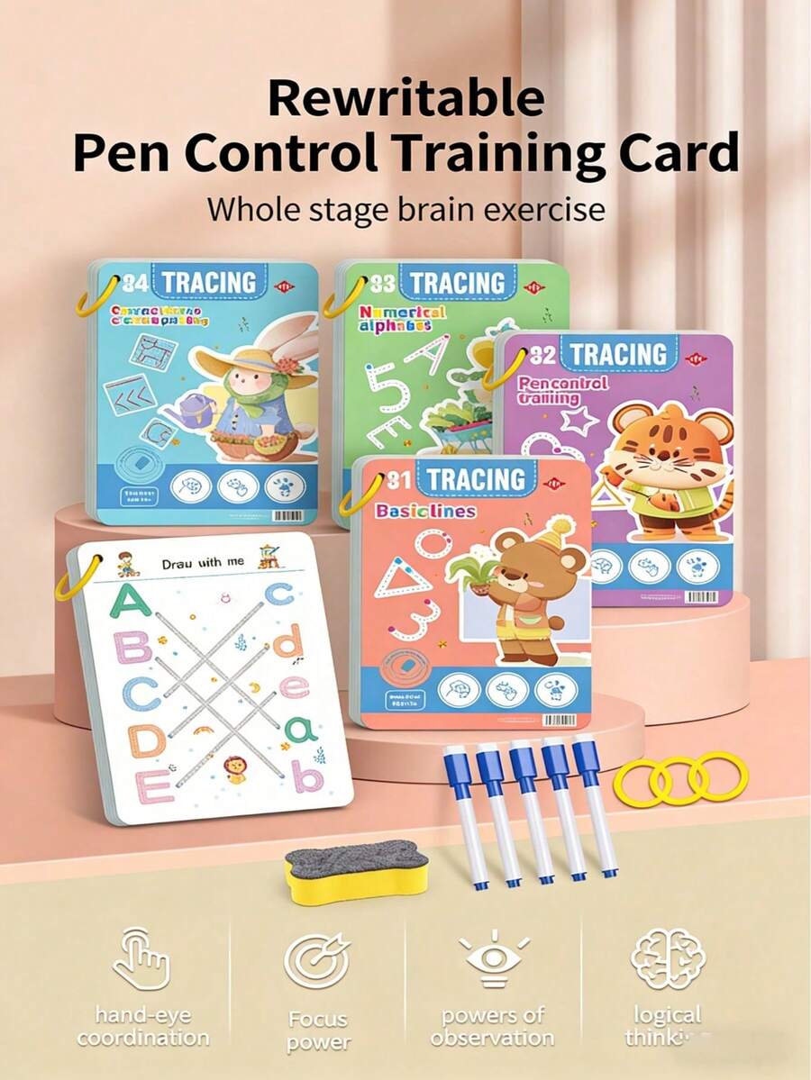 32-Page Reusable Magic Practice Notebook Set | Whole Brain Development, Writing Practice And Drawing Education Manual | Learn Writing Skills, Paper Material, Durable Binding | Colorful Pages, Skill Development, Learning Workbook, Engaging Learning Back To School