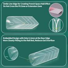 150个透明/红色法式美甲延长模具盒，亚克力凝胶快速加厚全覆盖美甲延长顶模 - 彩色 - 查看 3