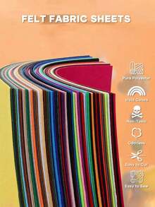 66/40/20Pieces Of Felt Fabric Pieces, Assorted Colors Stiff Felt Fabric,3.94X3.94inch(10X10cm) For DIY Sewing Crafts, Quilting, School Projects, Decorating, 1 Mm Thick Felt Fabric Square Craft Supplies(Random) - 彩色 - 查看 7