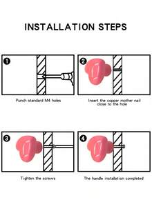 2个陶瓷心形橱柜把手，抛光金属表面，粉色心形抽屉拉手，适用于橱柜、家具和鞋架 - 彩色 - 查看 7