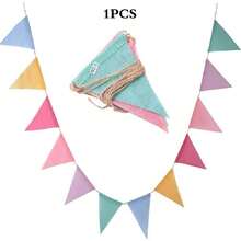1/2pcs 4-Meter-Long Colorful Jute Triangular Flag Wreath, Triangular Banner Banner Hanging Ornament, Retro Style, Suitable For Room Background Decoration, Birthday, Wedding And Various Themed Party Decorations, Can Be Hung In The Home, Spring And Summer, Back To School Season, Garden Decoration And Other Occasions. - Colorful Flags - View 13