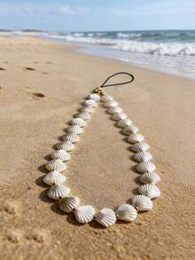 贝壳主题手机挂绳串珠手机带吊坠，防摔挂件，适合作为礼物送给亲朋好友 - 彩色 - 查看 2