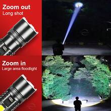 1支高流明超亮LED手电筒,内置电池供电,30W LED+COB灯珠,强光LED铝合金手电筒,4种照明模式,可变焦LED手电筒,户外露营灯,安全照明,聚光远射手电筒,防水可充电手电筒,带数字显示屏,移动电源功能,适用于露营、钓鱼、徒步、狩猎、骑行、登山、工作、紧急情况、家庭使用 - 30W+COB - 查看 8
