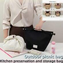 2pcs/1pc Large Capacity Insulated Lunch Bag, Wide Opening Thermal Lunch Box Bag, Bento Bag, Handheld Lunch Tote, Japanese Style - Lunch Bag, Thick Insulated Bag, Large Capacity Lunch Tote, Handbag - Lunch Bag. Wide Opening Design: More Convenient To Take Out Lunch Box And Utensils, No Need To Rummage, Just Grab And Go. - Multicolor - View 13