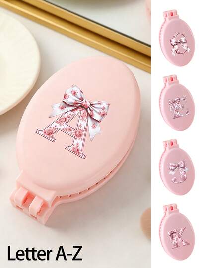 Mini Folding Mirror And Comb In One! Easy To Carry, Perfect For Touch-Ups And Hairstyling,Travel Combs, Folding Travel Mirror Comb Set - Circular Pocket-Sized Hair Brush With Massage Function, Abs Plastic, Compact Design For Women And Girls, Travel Hair Care|Compact Hairbrush,Birthday Gift, Mother's Day Gift, Great Gift For Girlfriend