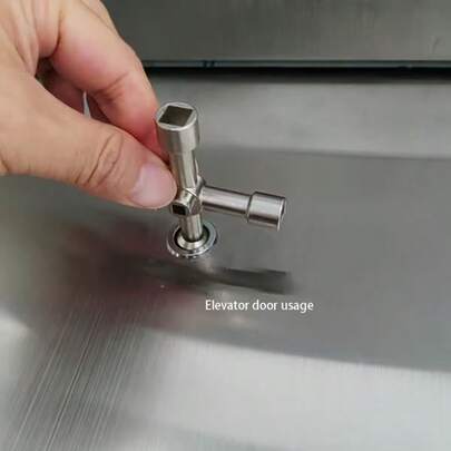 Multi-Function Cross-Head Wrench – Triangular Key With Hexagonal Shaft, Suitable For Electrical Control Boxes, Elevator Doors, Faucet Valves. Durable Industrial-Grade Tool, Elevator Door Tool. Robust Design, High-Quality Construction, Industrial Maintenance