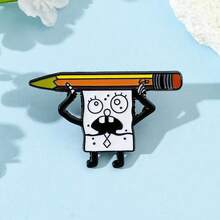SpongeBob SquarePants 1枚喜剧卡通胸针，创意胸针，适合搭配服装，方形珐琅金属徽章，可作服装、背包配饰，朋友礼物，服装配饰，节日礼物，派对礼物 - 彩色 - 查看 10
