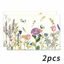 1/2/4/6/8/300pcs Luxury Placemat Set, Featuring Red Floral Pattern Design, Size 12*18 Inches/30*45cm. Multiple Pattern Options Available, Suitable For Family Dining, Home Decor, Birthday Party, Kitchen, Restaurant, And Home Living. 100% Polyester Woven, Washable Polyester Placemats. - Multicolor - View 18