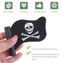 Pirate Flag Car Antenna Topper Skull Crossbones Decor Cool Skeleton Vehicle Aerial Ball Exterior Decoration For SUV Sedan Truck In Red And Black - 1PCS - View 3