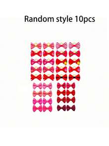 10/15/20/50/100pcs Set Solid Color Handmade Puppy Bow Ties With Elastic Bands, Pet Dog Hair Accessories, Cute Cat Bows, Pet Supplies - Multicolor - View 17