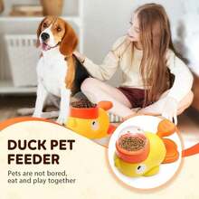 2-In-1 Dog Interactive Slow Feeder Bowls & Food Puzzle Toy, Duck-Shaped Dog TreatDispenser Anti-Gulping Bowl Healthy Eating & LQ Training (Yellow) - Yellow - View 10