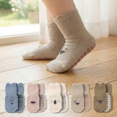 5 Pairs Anti-Slip Floor Socks And Warm Socks For Toddler Boys And Girls