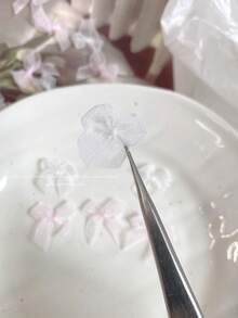 10 chiếc nơ ruy băng lưới 3D trang trí móng tay, hình nơ màu hồng và trắng, phụ kiện trang sức móng tay DIY kiểu Hàn Quốc. - Nhiều màu - Xem 4