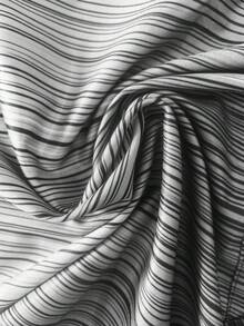 复古渐变条纹数码印花纽扣口袋短袖衬衫，男士加大码 - 黑色 - 查看 7