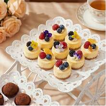 1pc White Lace 2-Tier Dessert Stand With Wheels, Indoor Afternoon Tea Cake Display Tray, Wedding Service Cart With Wheels, Party Decor And Utensil Rack - White - View 6