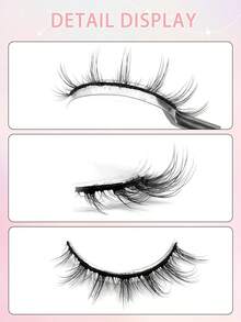 Bộ 5 cặp mi giả 3D ENCHUW, mi tự nhiên, mi ngắn, có thể tái sử dụng, mi mềm mại, mi bông xốp. - màu đen - Xem 3