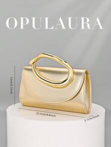 OpulAura Retro Solid Color Clutch Bag, Versatile Compact Purse, Fashionable PU Leather Handbag For Women, Suitable For Weddings, Parties, Galas, Dinners And Other Occasions - Gold - View 4