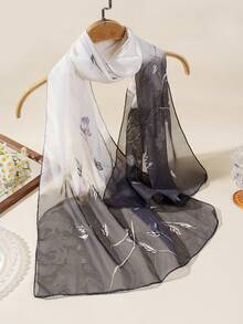 1 pieza Pañuelo/Pañuelo para la cabeza de mujer cómodo, transpirable y ligero con estampado, adecuado para viajes, playa, reuniones y vacaciones - Blanco y Negro - Ver 3