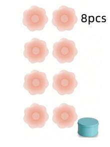 2/6/12pcs Reusable Women Nipple Covers, Silicone Adhesive Invisible Pasties With Travel Case - Multicolor - View 12