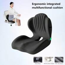 Đệm ngồi công thái học bằng mút hoạt tính - Hỗ trợ thắt lưng & Thiết kế rỗng thoáng khí cho văn phòng, xe hơi, nhà - Thoải mái suốt cả ngày khi ngồi lâu. Đệm ghế văn phòng. - đen - Xem 2
