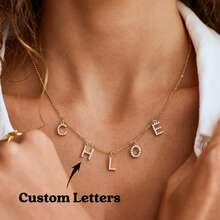 Customized 1-10 Letter Name Pendant Necklace, Personalized Spaced Letter Name Necklace, Letter Necklace, Name Necklace - Multicolor 2 - View 1