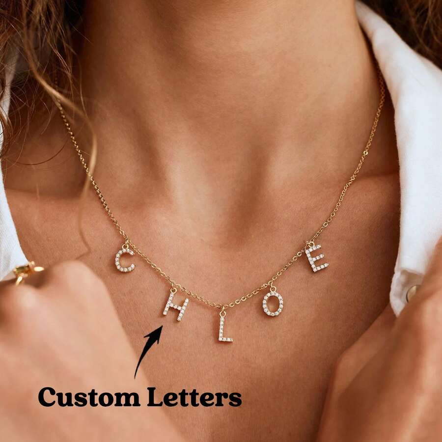 Customized 1-10 Letter Name Pendant Necklace, Personalized Spaced Letter Name Necklace, Letter Necklace, Name Necklace - Multicolor 2 - View 1