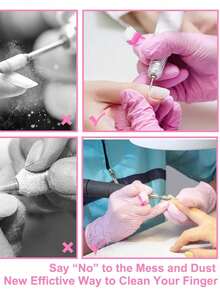10pcs/Set Pink Nail Brush Rings, Mini Finger Nail Cleaning Brushes, Portable Nail Care Cleaning Tool Kit - Multicolor - View 6