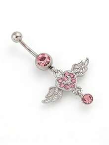 1pc Zirconia Fairy Wing Navel Piercing, European And American Fashion - Silver - View 2
