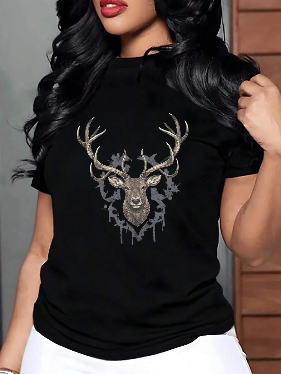 Figura de un perro sosteniendo su correa con huellas que avanzan hacia su corazón simbolizando lealtad y compa?ía eterna camiseta de mujer 220g casual cómoda moderna - Negro - Ver 1