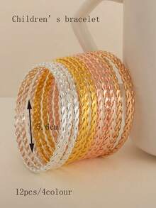 3 piezas Pulseras apilables de metal exquisitas, brillantes, lujosas y sofisticadas - Multicolor - Ver 24