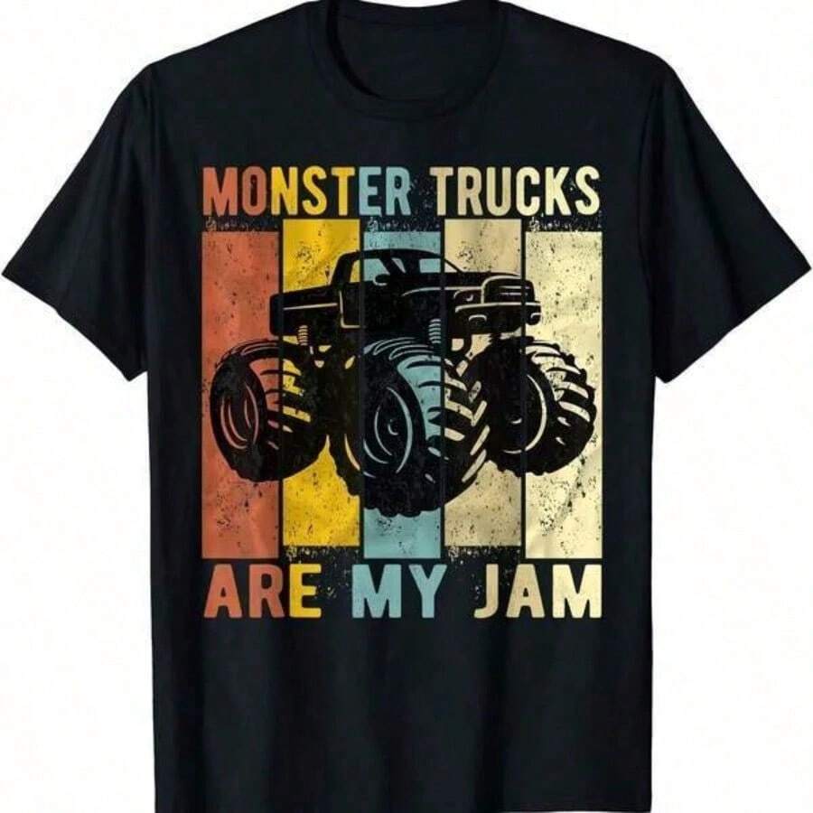 Casual Cotton T-Shirt Unisex, Boys Summer Outfits Tween Summer Clothes, Family Matching Outfit, Tween Girls Clothing Cute Boy's Summer Top - MONSTER TRUCK JAM Cartoon Print Short Sleeve Crew Neck T-Shirt - Casual Outing Tee Gift Teen Girls T-Shirts Young Boys Shirts School Girl Outfit Baby Tee Kids Clothes Girls Matching Family Outfits Christmas Gift For Boys & GirlsBoys' T-Shirts Girls' T-Shirts Girls' Gifts Teenage Girls' Clothing Boys' Clothing Gifts For Teenage Boys Fresh Girlish Style T-Shirts Girls' Tops Girls' T-Shirts Girls' Clothing Boys' Clothing Girls' Clothing Children's New Year Gifts Girls Clothes, Adult And Children's Sizes Gift For Kids, Friends And Family - màu đen - Xem 1