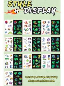 Neon Glow In The Dark Temporary Decor & Dress-Up Stickers - Waterproof, Skin- Luminous Stickers With Soccer & Zodiac Designs! Perfect For World Cup Parties, Raves, Festivals, Football Games, Carnivals, Halloween & More! Stand Out Under UV Blacklight With Cool Green/Blue Glowing Styles, Ideal For Festival Goers & Sports Fans - Random - View 7