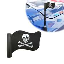 Pirate Flag Car Antenna Topper Skull Crossbones Decor Cool Skeleton Vehicle Aerial Ball Exterior Decoration For SUV Sedan Truck In Red And Black - 1PCS - View 1