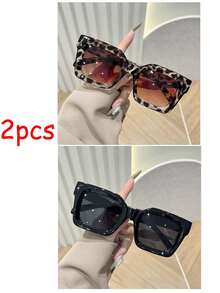 2pcs Y2K Square Fashion Accessories, Unisex Style Suitable For Daily Gatherings, Outfits, Street Snaps, Matching Styles; Also Suitable For Holiday Parties And Outdoor Beach Accessories - Multicolor - View 8