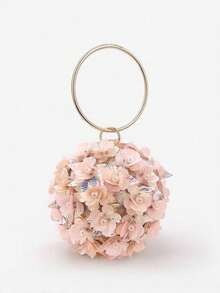 女士迷你手拿包，可爱手提包，时尚个性化派对包，手工花卉晚宴单肩包 - 彩色 - 查看 8