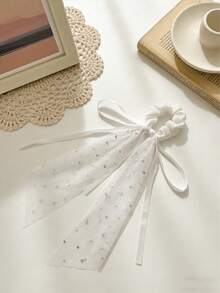 4件套女孩蝴蝶结网纱发圈，婚礼新娘节日派对发饰 - 彩色 - 查看 7