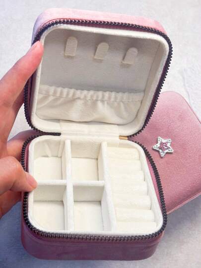 Estuche de joyería de terciopelo de lujo 2026 nuevo, para aretes, anillos, pulseras, estuche de viaje con cremallera de terciopelo y almacenamiento portátil
