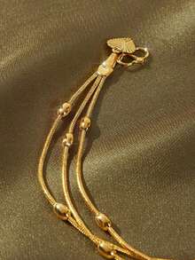 Bead Decor Layered Bracelet AF73 - Yellow Gold - View 3
