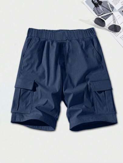1件装 男童休闲夏季运动工装短裤，带口袋，适合户外运动