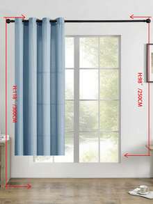 1片装薄纱窗帘，带孔眼，透光窗帘，半透明窗帘，家用/办公用窗帘，纯色现代简约涤纶薄纱窗帘，透光，适用于卧室/客厅/阳台，防紫外线 - 藍色 - 查看 21