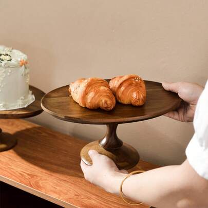 1个红木底座托盘，椭圆形/圆形可选，木制蛋糕架，水果盘，首饰收纳架