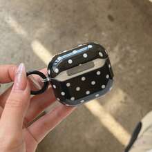 极简黑色波点吊坠耳机保护套,兼容 Pro 3、新款 Pro 2、可爱 Apple 4 极简 3,女士个性化半耳机保护套 - 黑色 - 查看 11